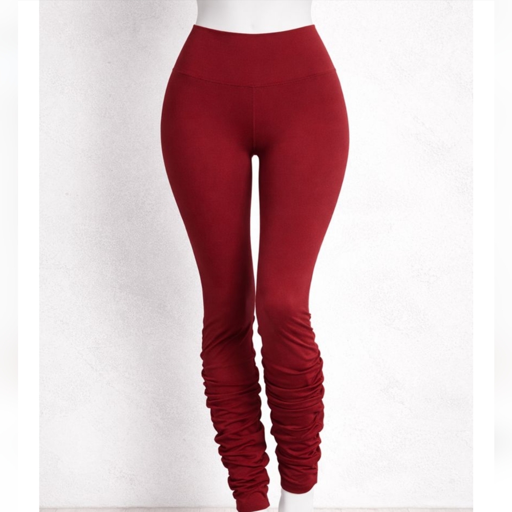 Fabletics PureLuxe Ruched Leggings Burgundy Red XS